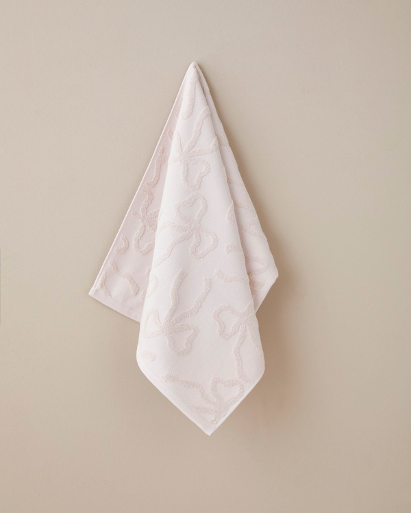 Romance Ribbon %100 Pamuk Jakarlı Yüz Havlusu 50x80 cm Pudra - 4 Al 3 Öde