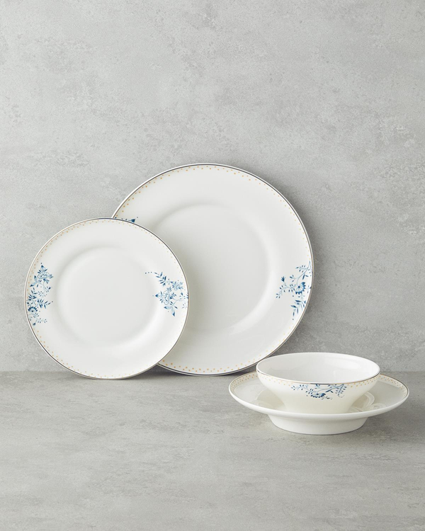 Serenity Blue Bone Porselen Yemek Takımı 24 Parça 6 Kişilik Lacivert - İkinci Alımda Yarı Fiyatına - 2. Alımda %50 İndirim