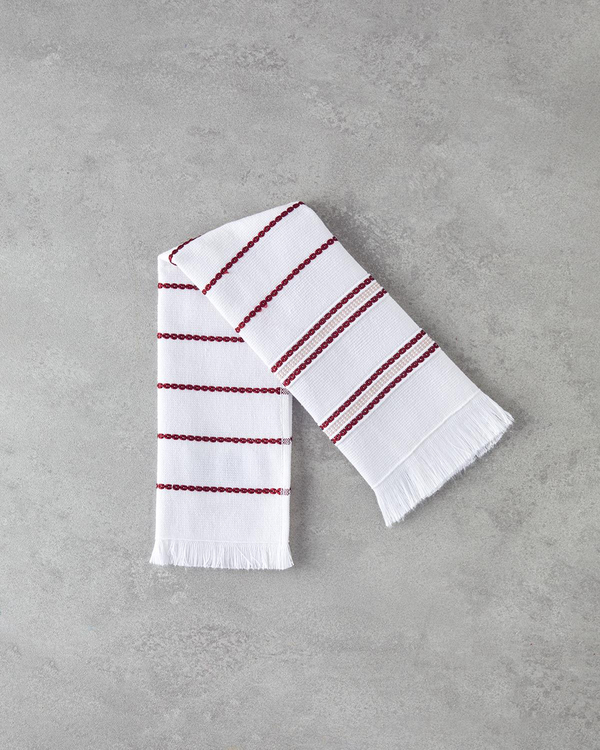 Stria Pamuk Kurulama Bezi 30x50 cm Bordo - 4 Al 3 Öde