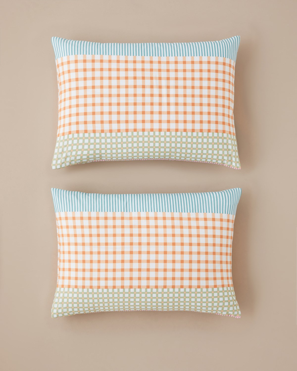 Summer Grid Kolay Ütülenir 2'li Yastık Kılıfı 50x70 cm Turuncu - İkinci Alımda Yarı Fiyatına - 2. Alımda %50 İndirim