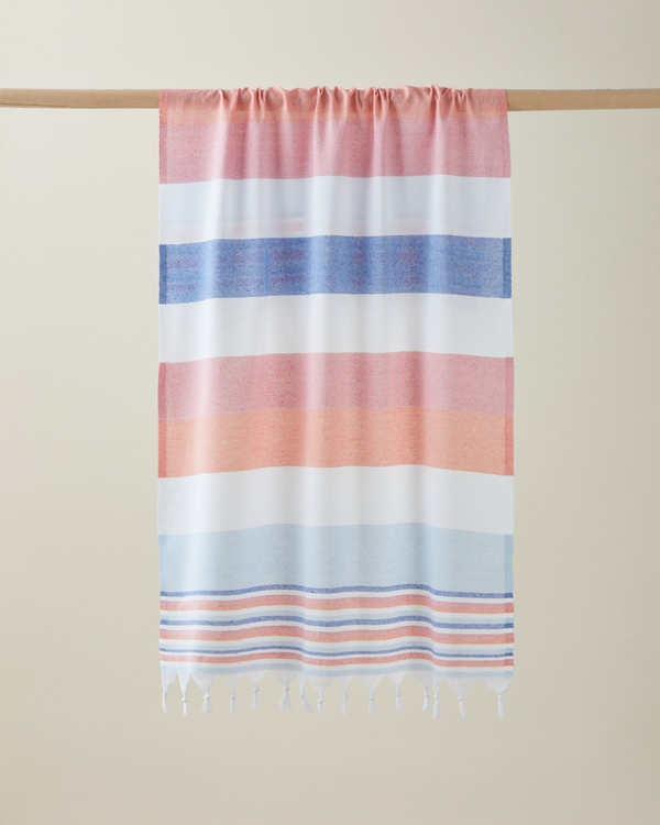 Teris Rejenere Çizgili Peştamal 80x150 cm Mavi-Turuncu - İkinci Alımda Yarı Fiyatına - English Home 2. Alımda %50 İndirim