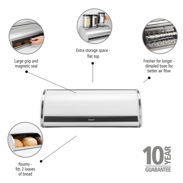 Brabantia Beyaz Yuvarlak Ekmek Kutusu (BRA 236747)