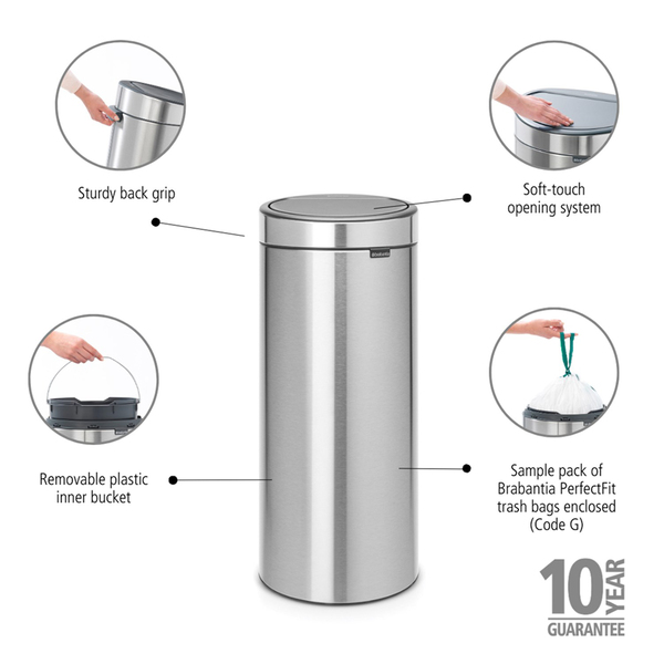 Brabantia Fpp Matt Steel New Dokunmatik Çöp Kutusu 30 L 