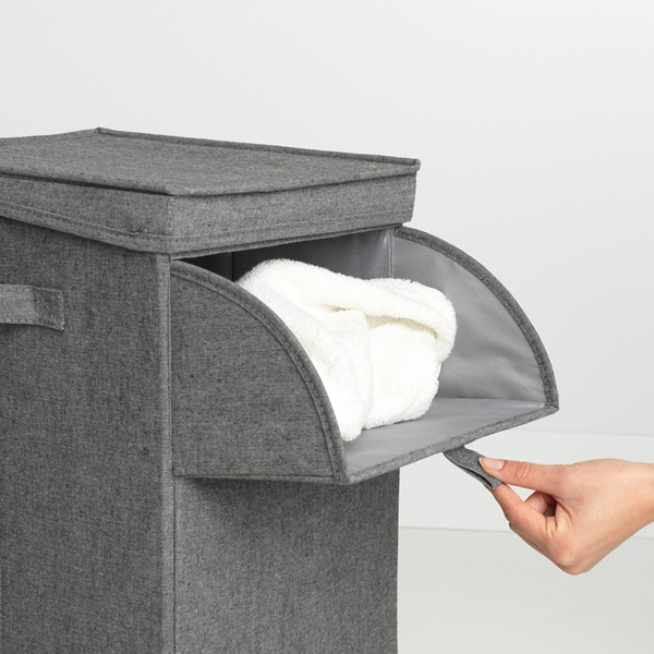Brabantia Siyah Kumaş Çift Fonksiyon Kapaklı Çamaşır Sepeti 35 L