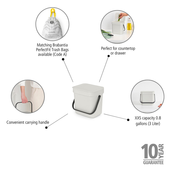 Brabantia Sort ve Go Light Grey Çöp Kutusu 3 L (BRA 213229)