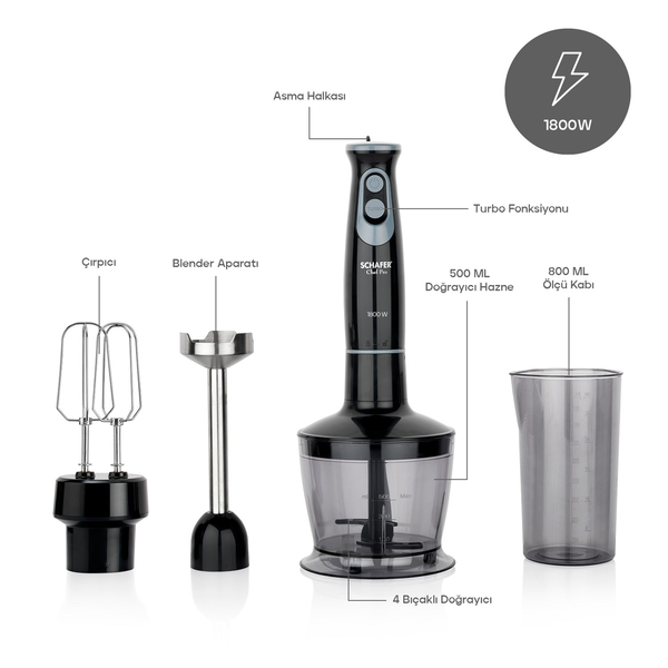 Schafer Chef Pro El Blender Seti-Siyah