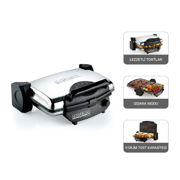 Schafer Contempo Tost Makinesi-Inox/Siyah