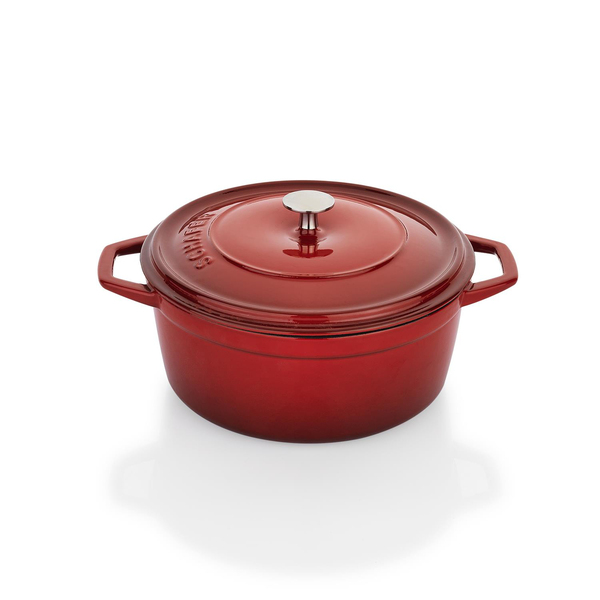Schafer Guss Chef Döküm Derin Tencere 24Cm-2 Parça-Kırmızı