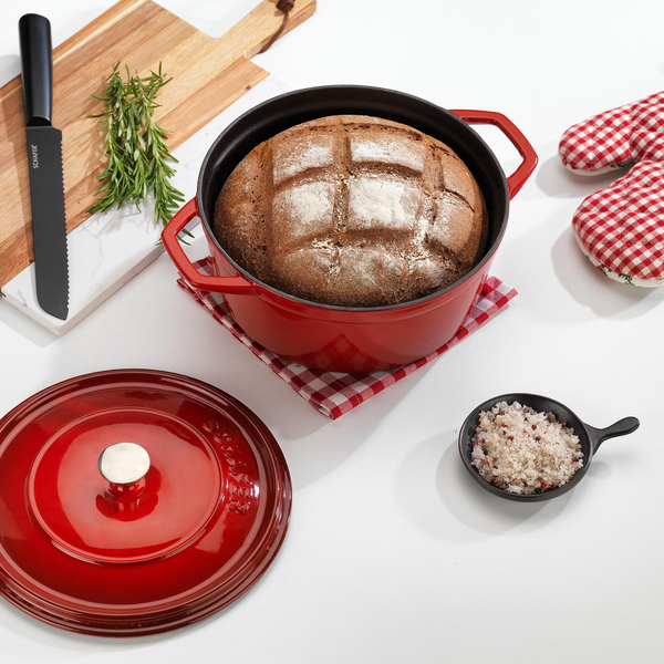Schafer Guss Chef Döküm Derin Tencere 24Cm-2 Parça-Kırmızı