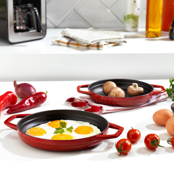 Schafer Guss Chef Döküm Sahan Çift Kulplu 22 Cm 1 Parça-Kırmızı