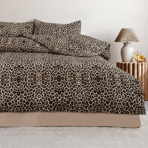 Schafer Home Leopard 3D Pamuk Çift Kişilik Nevresim Takımı 4 Parça