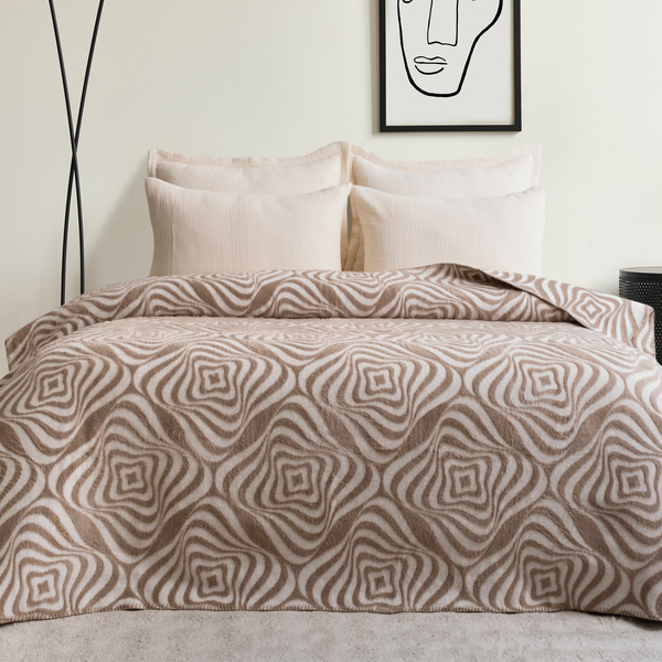Schafer Home Merlin Çift Kişilik Battaniye 200x220 Cm 1 Parça-Bej