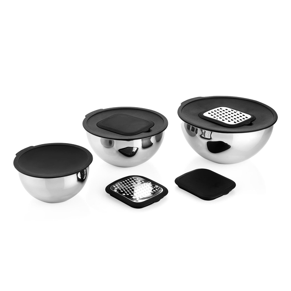 Schafer Lucas Çelik Karıştırma Kabı 16/20/24 Cm 10 Parça-Siyah