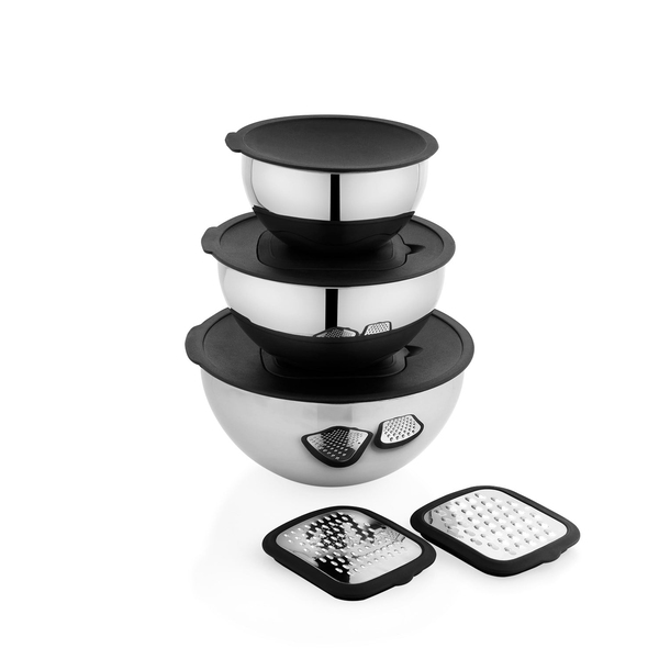 Schafer Lucas Çelik Karıştırma Kabı 16/20/24 Cm 10 Parça-Siyah