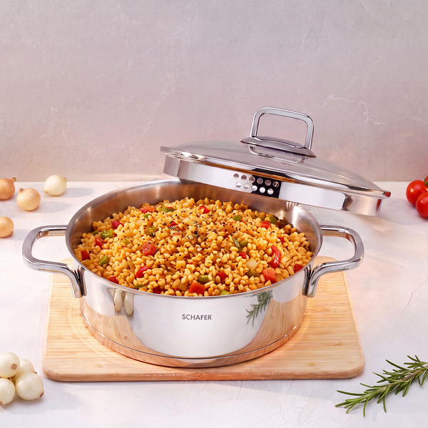 Schafer New Stahl Çelik Basık Tencere 28 Cm 2 Parça-Inox