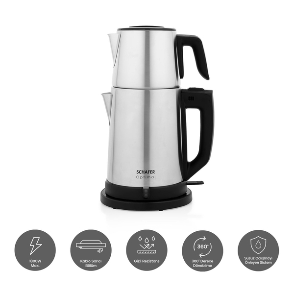 Schafer Optimal Elektrikli Paslanmaz Çay Makinesi -Inox