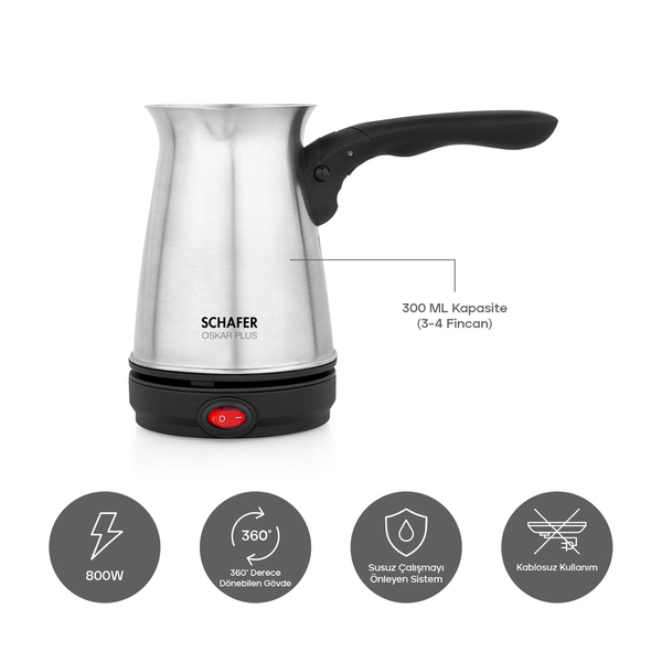 Schafer Oskar Plus Elektrikli Cezve-Inox02