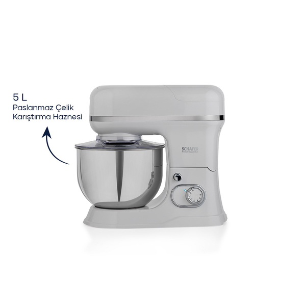 Schafer Prochef Master Multi Kıyma ve Sürahi Blender Aparatlı Stand Mikser 5 L-Beyaz