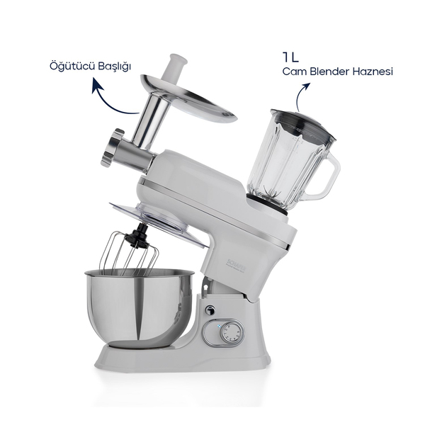 Schafer Prochef Master Multi Kıyma ve Sürahi Blender Aparatlı Stand Mikser 5 L-Beyaz