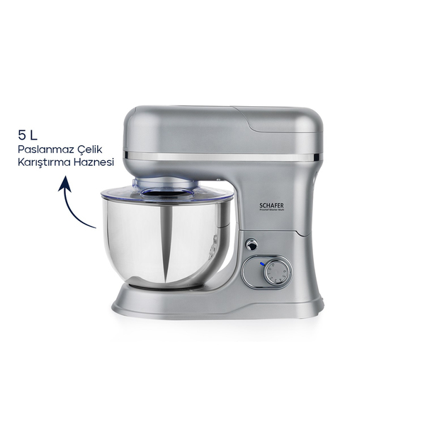 Schafer Prochef Master Multi Kıyma ve Sürahi Blender Aparatlı Stand Mikser 5 L- Gümüş