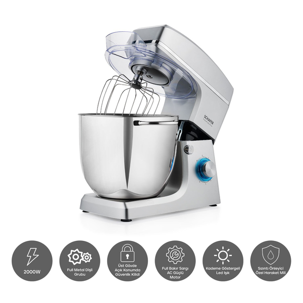 Schafer Prochef Maxi Plus Stand Mikser 10 L-Gümüş