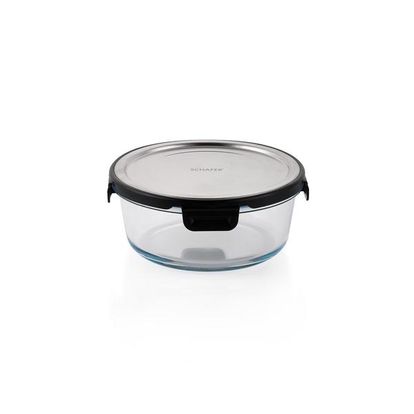 Schafer Retro Kilitli Saklama Kabı Yuvarlak 900 ML-Inox
