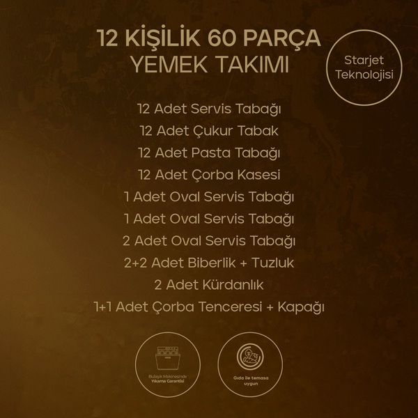 Schafer Tılsım Charm Yemek Takımı 60 Parça-Siyah