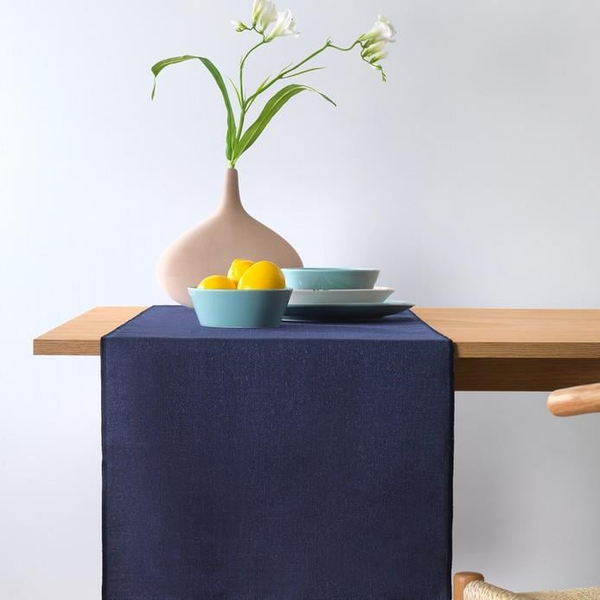 Schafer Home Bianca Keten Polyester Runner 40x160 Cm-Lacivert
