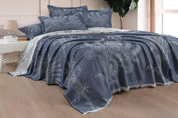 Schafer Home Lumina Yatak Örtüsü Seti 3 Parça-İndigo