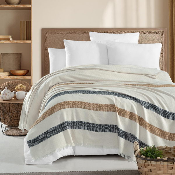 Schafer Home Wave 200x230 Çift Kişilik Pike-Ekru/Hardal
