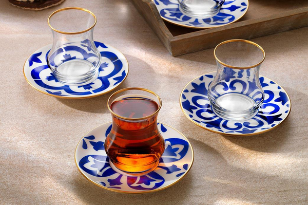 Schafer Levada 6 Kişilik Çay Seti 12 Parça-Mavi
