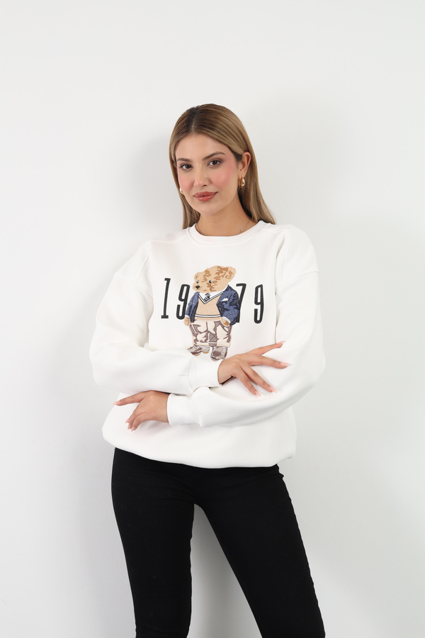 Bear Baskı Sweatshirt