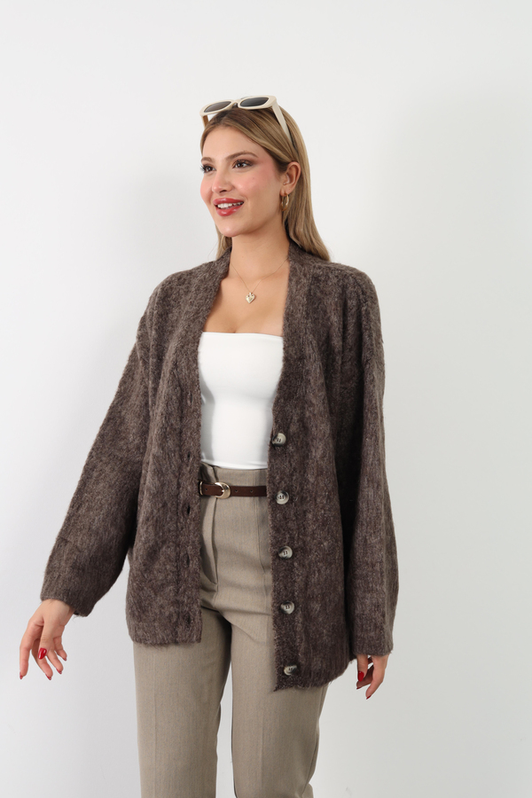 Yumuşak Dokulu Hırka Kahverengi