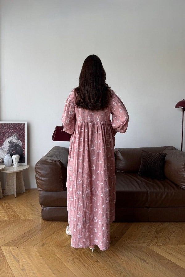 Alize Model Desenli Elbise Pembe