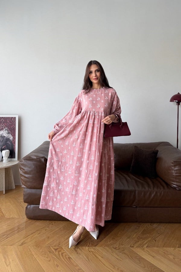 Alize Model Desenli Elbise Pembe