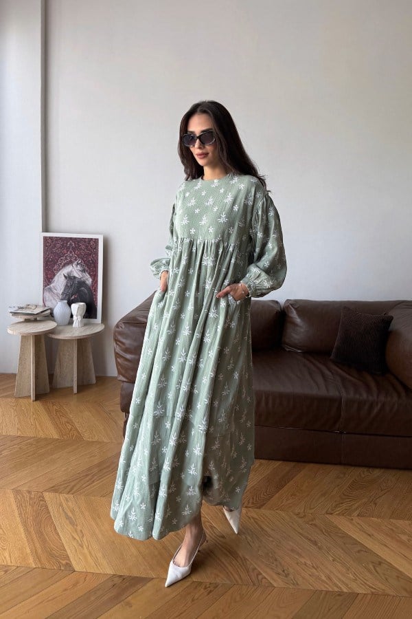 Alize Model Desenli Elbise Yeşil