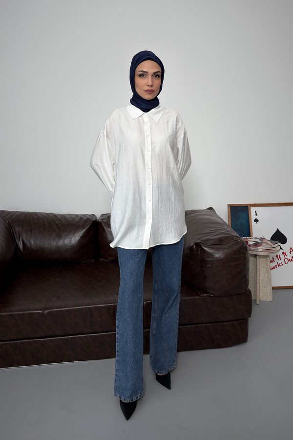 Asel Oversize Gömlek Beyaz