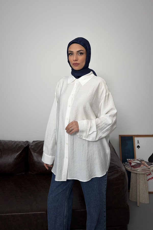 Asel Oversize Gömlek Beyaz