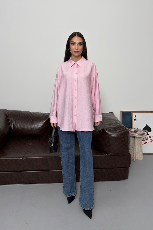 Asel Oversize Gömlek Pembe