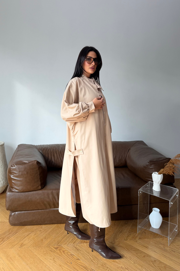 Balon Kol Oversize Trençkot Camel
