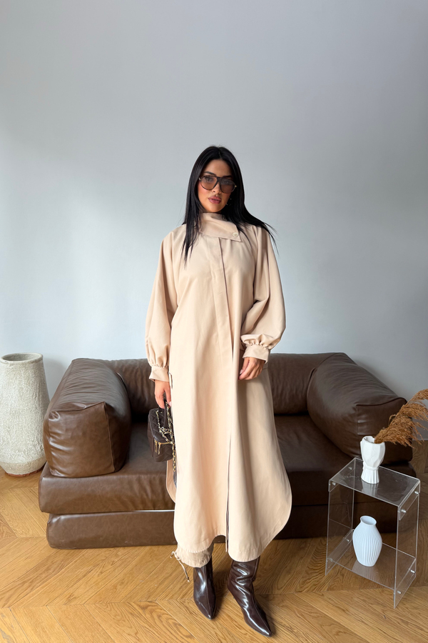 Balon Kol Oversize Trençkot Camel
