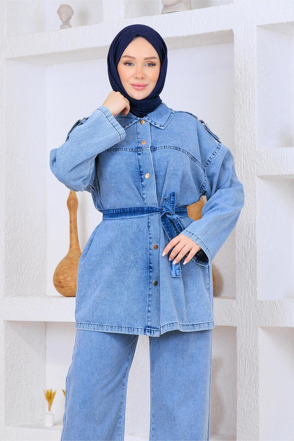 Denim Pantolonlu Takım Açık Mavi