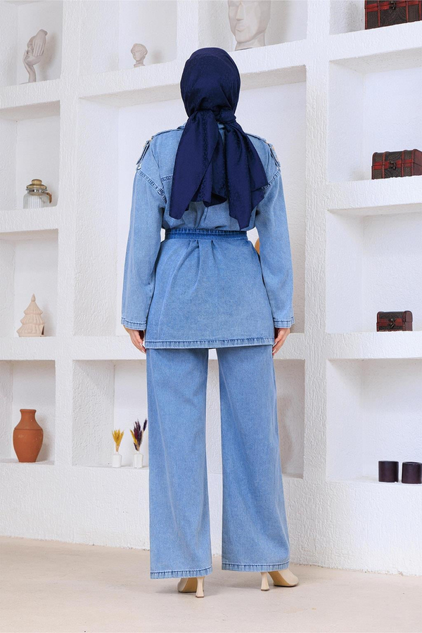 Denim Pantolonlu Takım Açık Mavi