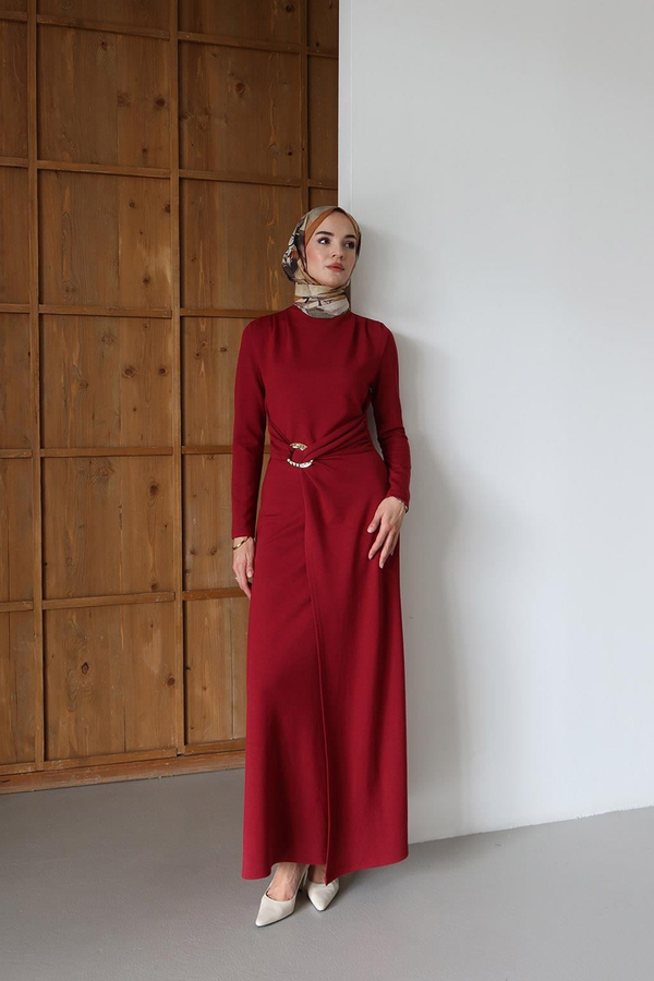 Emma Toka Detaylı Elbise Bordo