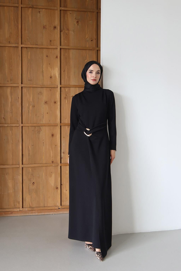 Emma Toka Detaylı Elbise Siyah