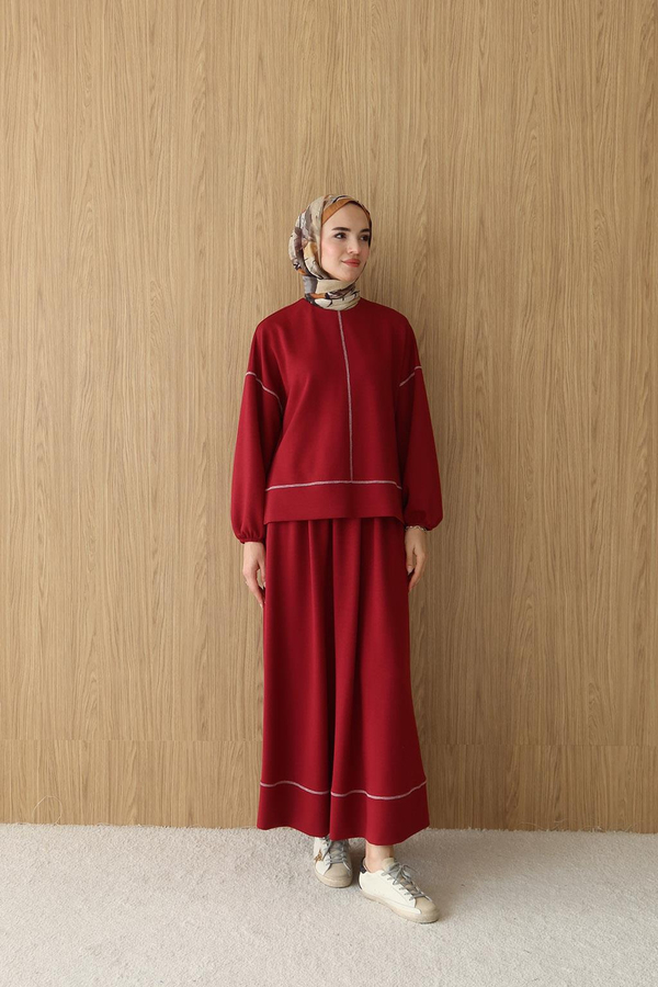 Hazel Etekli Modal Takım Bordo