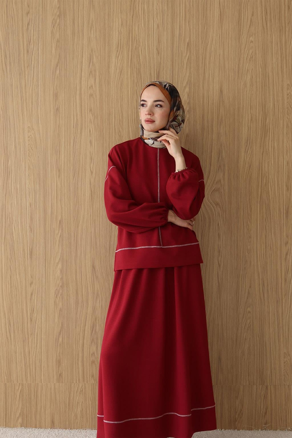 Hazel Etekli Modal Takım Bordo