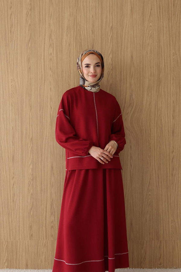 Hazel Etekli Modal Takım Bordo