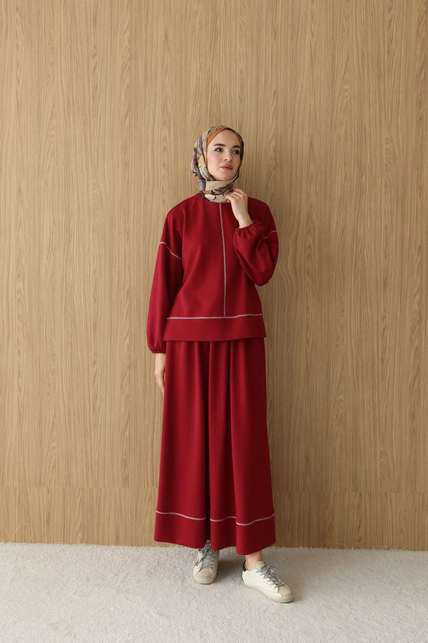 Hazel Etekli Modal Takım Bordo