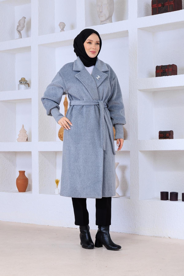 Kaşmir Klasik Kaban Açık Gri